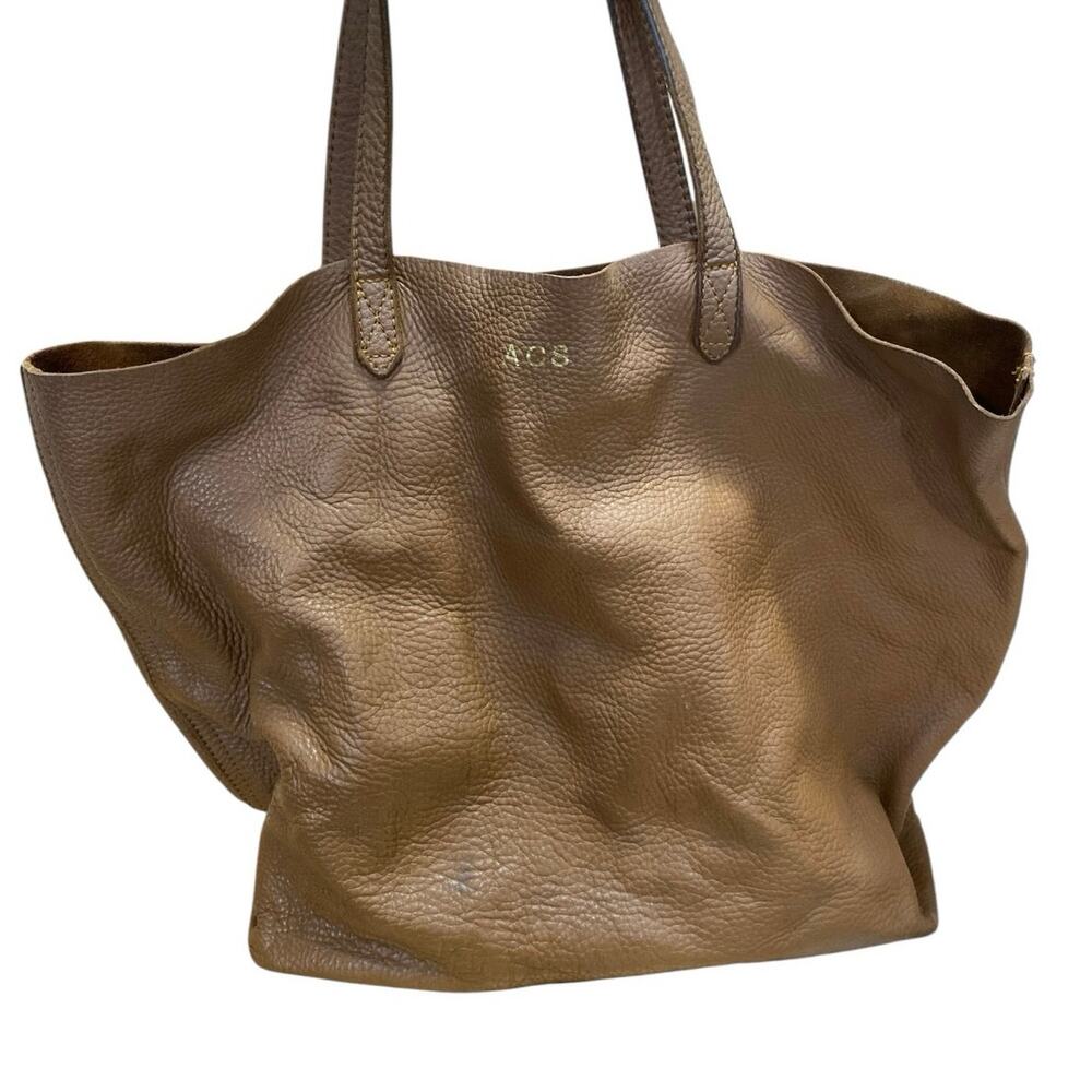 ACS CUYANA Brown Vegan Leather Slouchy Textured Shoulder Straps Tote Handbag OS